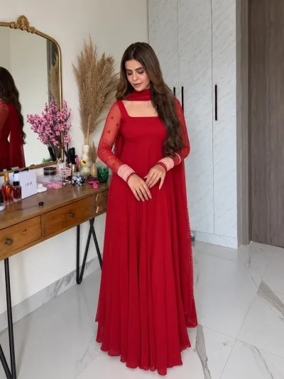 Designer Faux Georgette  Maxi Anarkali Suit